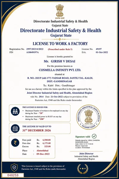 Safety & Health Certificate